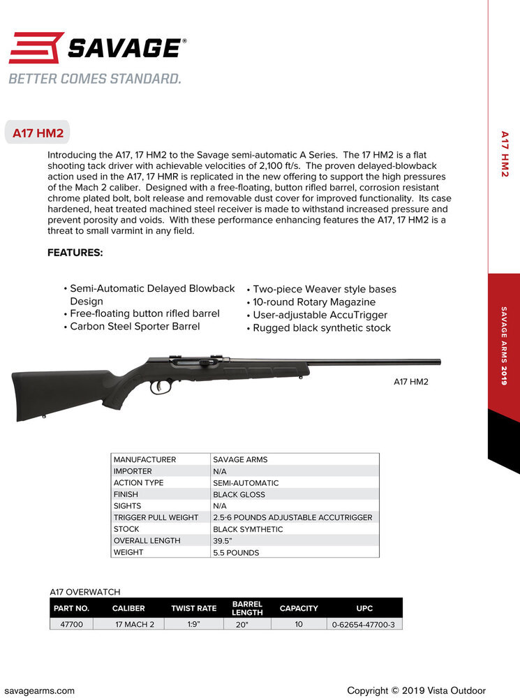 Savage Arms 47700 A Series Magnum Full Size 17 HM2 10+1 20" New-img-1