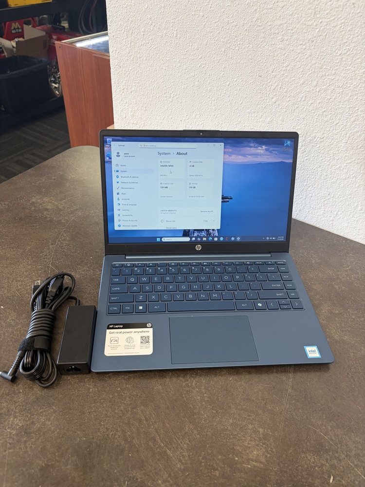 HEWLETT PACKARD 14″ HD LAPTOP INTEL PROCESSOR N150 4GB RAM 128 GB