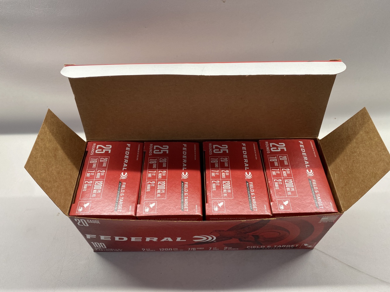 FEDERAL 20 GAUGE 2 3/4 7 1/2 SHOT 100RD BULK BOX -img-1