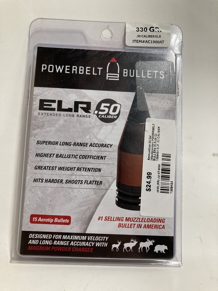 POWERBELT BULLETS ELR 50 cal 330 gr. Black Powder Bullets & Sabots at