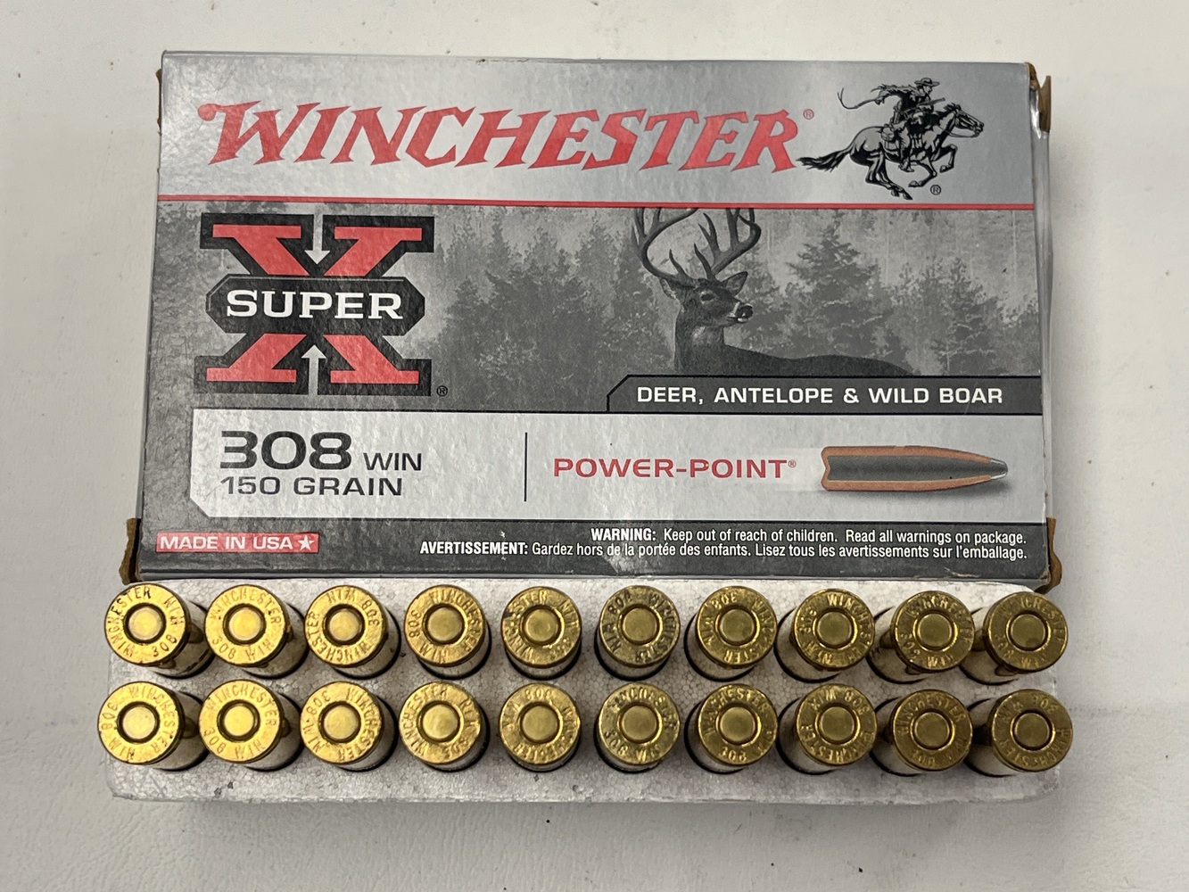 WINCHESTER SUPER X 308 WIN 150 GR POWERPOINT BOX OF 20 ROUNDS-img-1