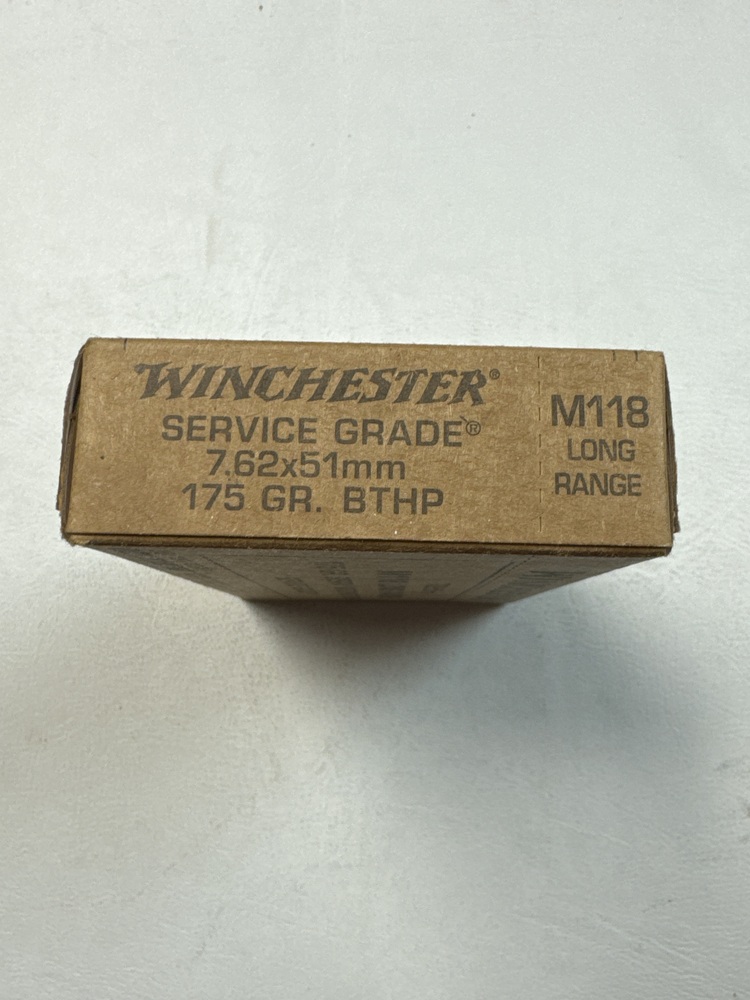 M118 Winchester 7.62 NATO M118 Long Range 175GR Sierra Matchking BTHP 20 ...