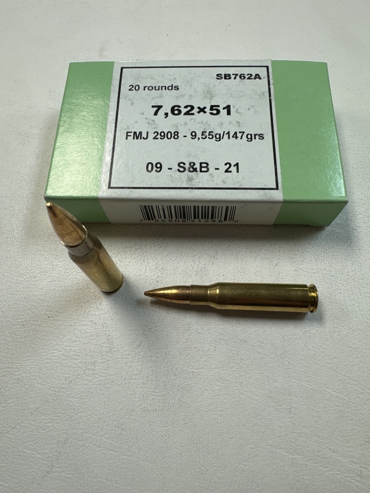 Sellier & Bellot 7.62x51 M80 147 Grain Full Metal Jacket SB762A - 20 Rounds-img-0