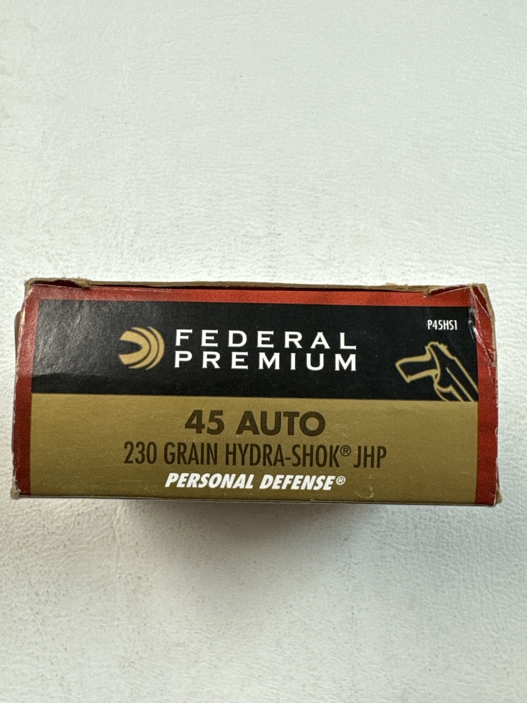 Federal Premium .45 ACP 230 Grain Hydra-Shok JHP 18 Rounds-img-1