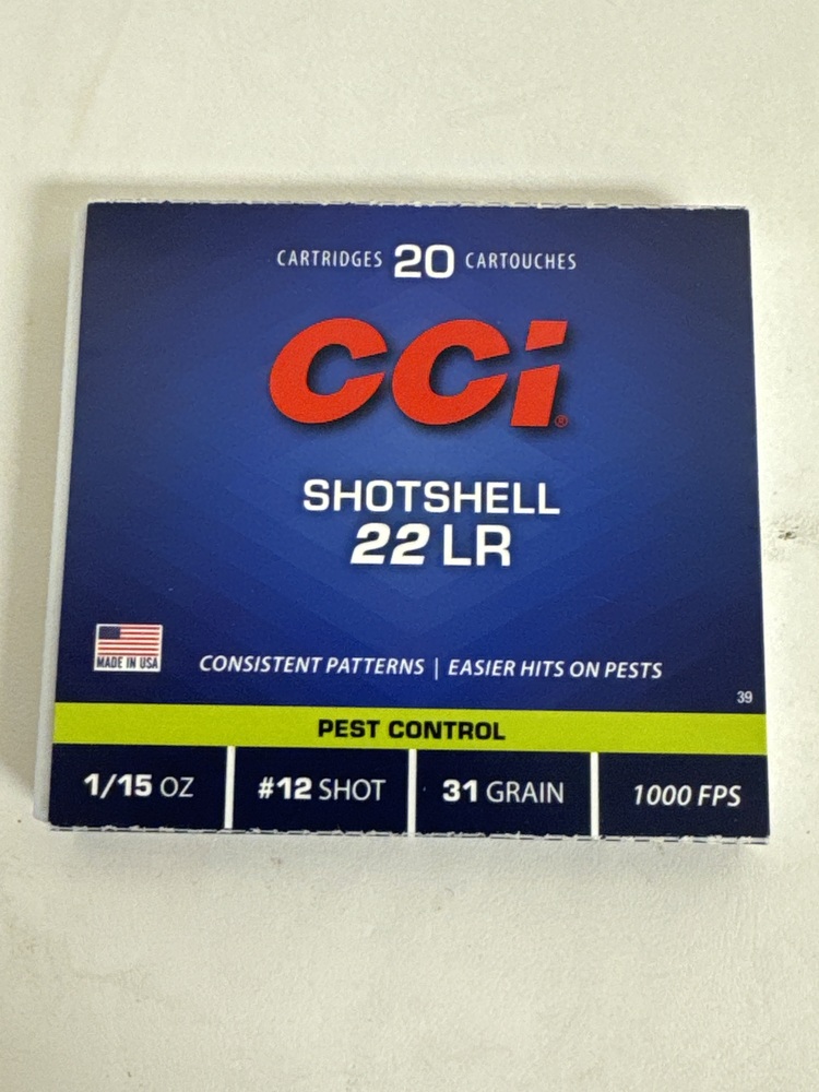 CCi .22LR Shotshells 1/15OZ #12 Shot 31 Grain 20 Rounds-img-1