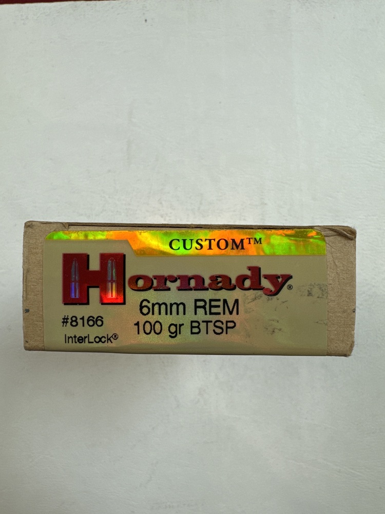 Hornady 6MM Rem 100GR BTSP 20 Rounds-img-1