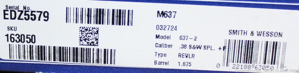 NIB SMITH & WESSON 637 AIRWEIGHT REVOLVER, .38 SPL, 1.875",5 RND,163050-img-3