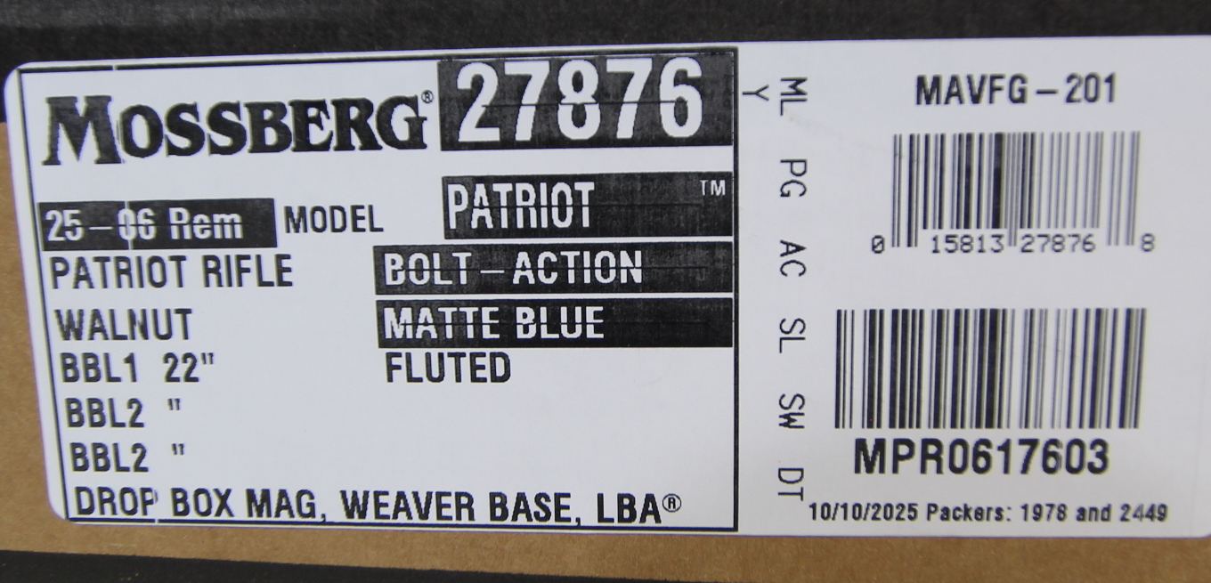 NIB MOSSBERG PATRIOT WALNUT BOLT ACTION RIFLE, 25-06 REM, 22IN BRL 27876-img-5