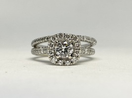  Ladies 1 1/3ctw Diamond 14k White Gold Wedding Ring Set Size 6.75  ($
