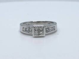  Ladies 1/2ctw Princess Diamond 14k White Gold Engagement Ring Size 6.5