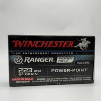 Winchester Ranger Patrol Rifle 223 Rem 64 Grain Law Enforcement Ammo 20 Rounds