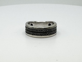  Mens 1/2ctw Black Diamond 10k White Gold Band Ring Size 8