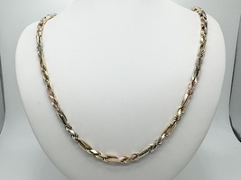 Diamond Cut 14k Tri-Tone Gold Rope 24" Necklace 62.3 Grams