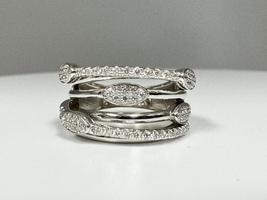 Ladies 3/4TCW Diamond 14k White Gold Band Ring Size 5.5