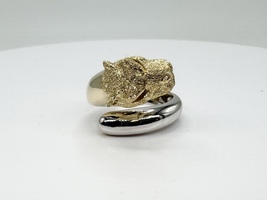  Custom Ladies 14k Yellow/White Gold Panther Ring Adjustable Size 10.0 Grams