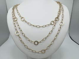  Ladies 14k Yellow Gold 72" Round Link Extra Long Necklace 13.4 Grams 