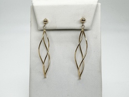 Ladies 14k Yellow Gold Spiral Dangle Earrings 1.5 Grams