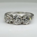 Antique Platinum 3 Stone .90CTW Old Euro Cut Diamond Band Ring Size 6