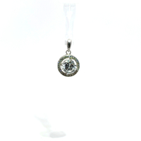 Ladies Sterling Silver CZ Halo Solitaire Pendant 
