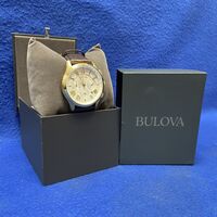 Bulova 97B169 Classic White Textured Dial Men’s Chronograph Watch W/Box