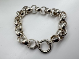  Ladies Silver Large Circle Link 7" Bracelet