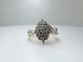  Ladies 1/4tcw Diamond Cluster 10k Yellow Gold Ring Size 7