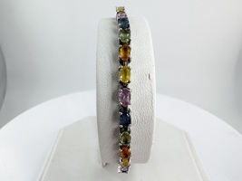  Ladies Sterling Silver Multi Color Stone 7" Tennis Bracelet