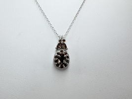  Ladies Sterling Silver Brown Stone Pendant w/18" Chain Necklace