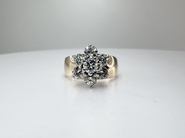  1.25tcw Diamond Cluster 14k Yellow Gold Ring Size 5