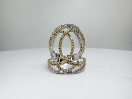  Ladies White & Yellow Diamond Interlocking Circle 14k White & Yellow Gold Ring 