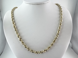  Mens 14k Yellow Gold Semi-Hollow 3.8mm Rope Necklace 25" 12.4 Grams