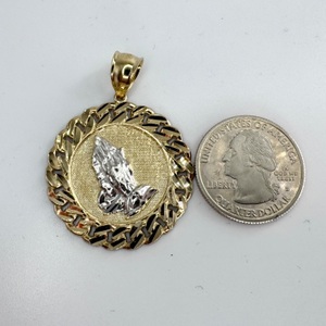  10k Yellow / White Gold "Praying Hands" Pendant 6.1 Grams