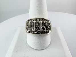  Men's 3tcw Diamond 13.8mm 10k Yellow Gold Band Ring Size 11.25