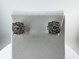  2ctw Diamond 10k White Gold Cluster Earrings  4.8 Grams