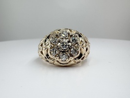  Mens 1/2TCW Diamond Cluster 10k Yellow Gold Ring Size 9