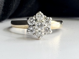  Ladies 1/2ctw Diamond Cluster 14k Yellow Gold Ring Size 8