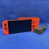 Nintendo Switch OLED Model HEG-001 Handheld Console RED w/ Base, JoyCons & Charg