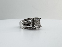  Ladies 1ctw Princess Diamond 10k White Gold Engagement Ring Size 7.25