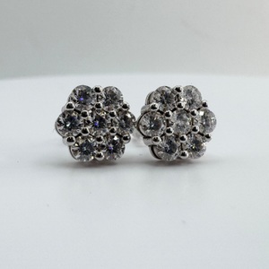  Ladies 2ctw Moissanite  Cluster Sterling Silver Earrings