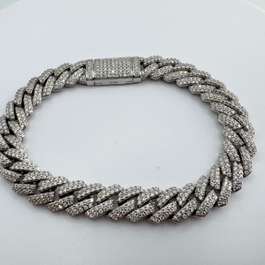  Mens Iced Out CZ Cuban Link Sterling Silver 8" Bracelet 45.6 Grams