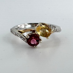 Ladies 14k White / Yellow Gold Diamond / Colored Stone Ring Size 7