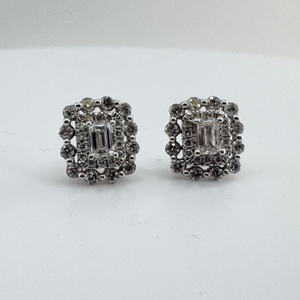  Ladies 1TCW Lab Diamond 14k White Gold Cluster Earrings
