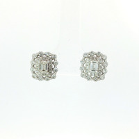  Ladies 1TCW Lab Diamond 14k White Gold Cluster Earrings