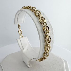  Ladies 14k Yellow Gold 7.5" Link Charm Bracelet 9.8 Grams