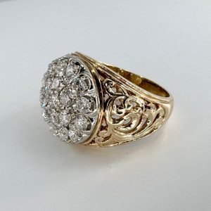  Mens 1cwt Diamond Cluster 10k Yellow Gold Ring Size 11