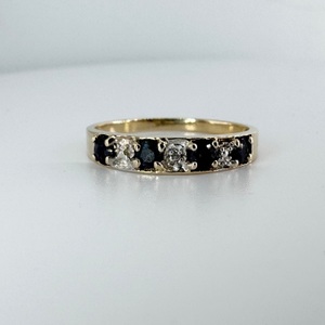 Ladies Black Onyx 10k Yellow Gold Band Ring Size 6.75