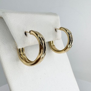  Ladies 14k Yellow Gold Double Hoop Earrings 