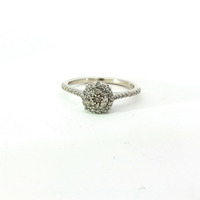  Ladies .35ctw Diamond 10k White Gold Cluster Ring Size 5.75