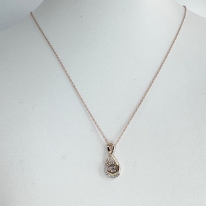  Ladies 10k Rose Gold Diamond Pendant w/ 18" Chain Necklace