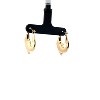 Ladies 10k Yellow Gold Dolphin Hoop Earrings 3/4" 